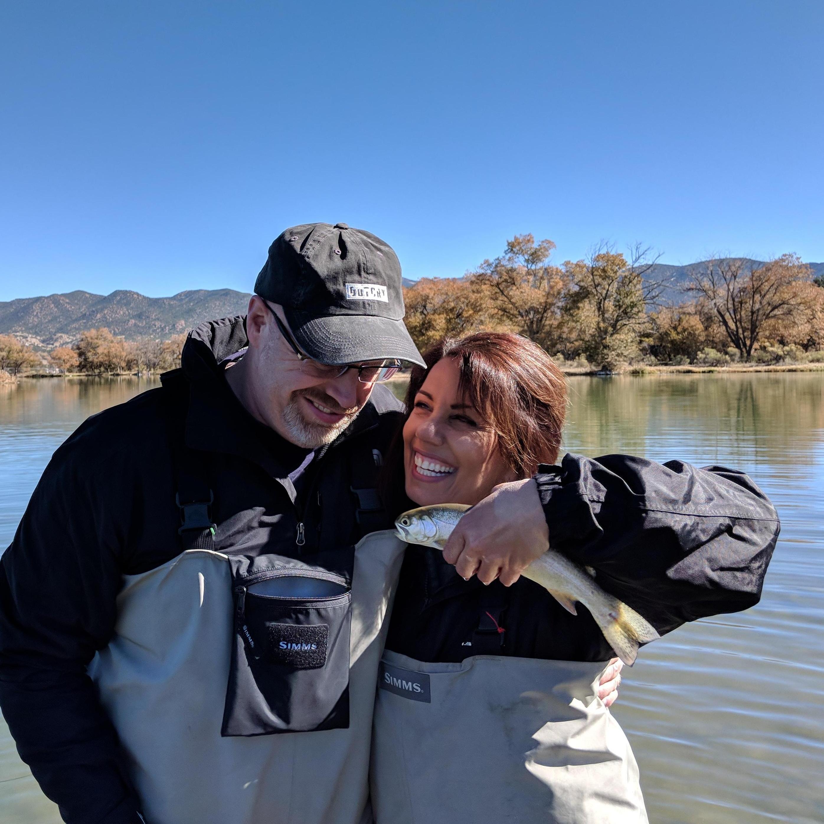 Having a blast fly fishing, although Chris has already caught the ultimate fish!