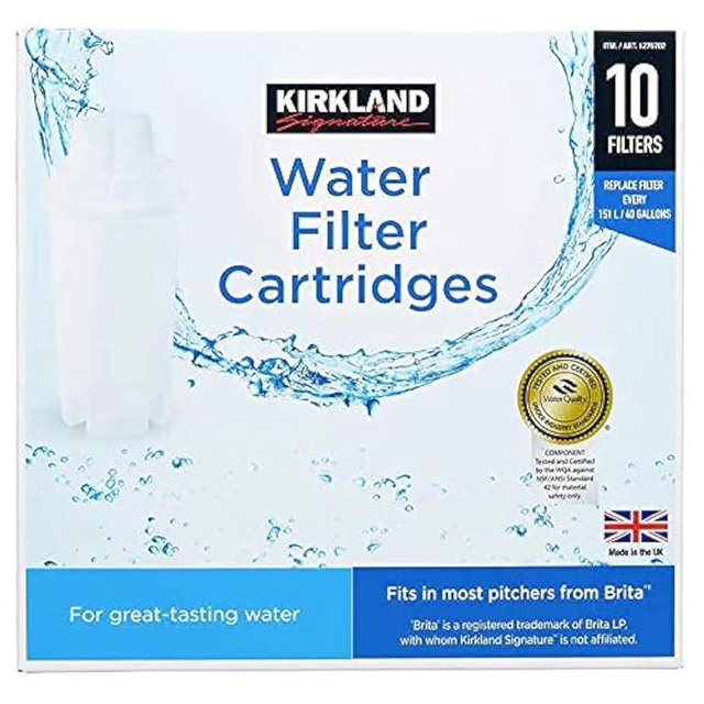 EMS Kirkland Signature Water Filter Cartridges for Brita Pitchers, 10 Refills, 10 Count (Pack of 1)