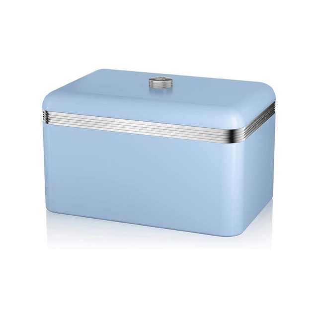 Swan SWKA1010BLN Retro Bread Bin, Metal, 18 Litre, Blue
