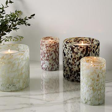 Speckled Mexican Glass Hurricanes (Natural)