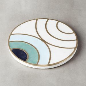 Canary Round Marble Trivet