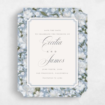 Blue Ticket Wedding Save the Date - Annika Portrait