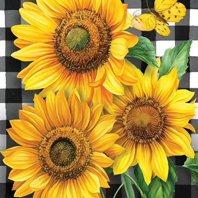 Briarwood Lane Checkered Sunflowers Summer Garden Flag