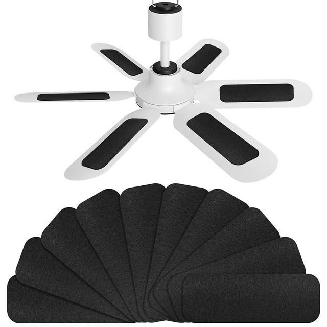 Ceiling Fan Air Filter -10 Pack Activated Coconut Shell Carbon Filter Rounded rectangle Unscented Universal Easy-Stick Ceiling Fan Blade Filters for Home Bedroom Living Room Office