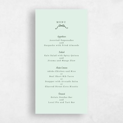 Mint, Green Wedding Menu - Camarine