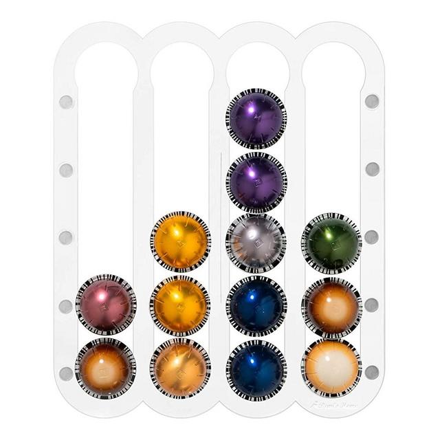 Demi's Home Coffee Pod Holder for Nespresso Vertuo Capsules - Adhesive Holder Suitable to be Mounted Inside/Under the Cabinet or on the Wall (Transparent)