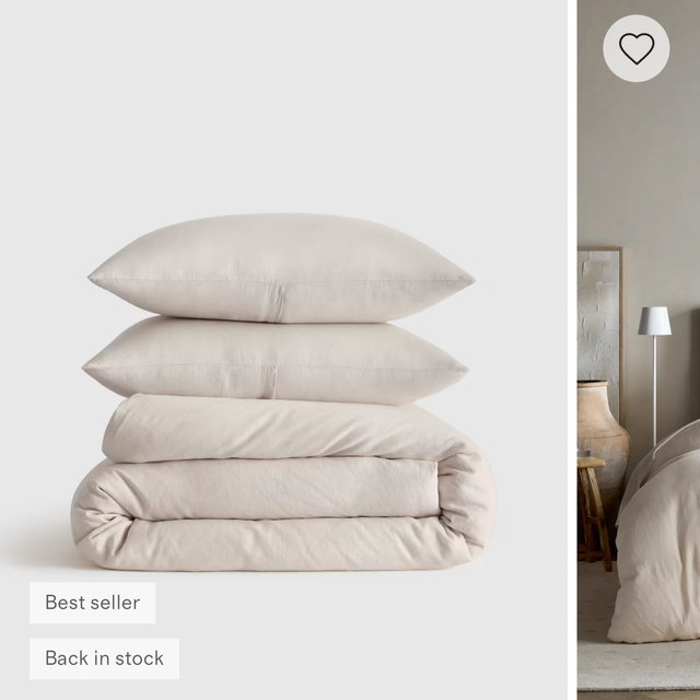 European Linen Duvet Cover Set King/Cal King (color:sand )
