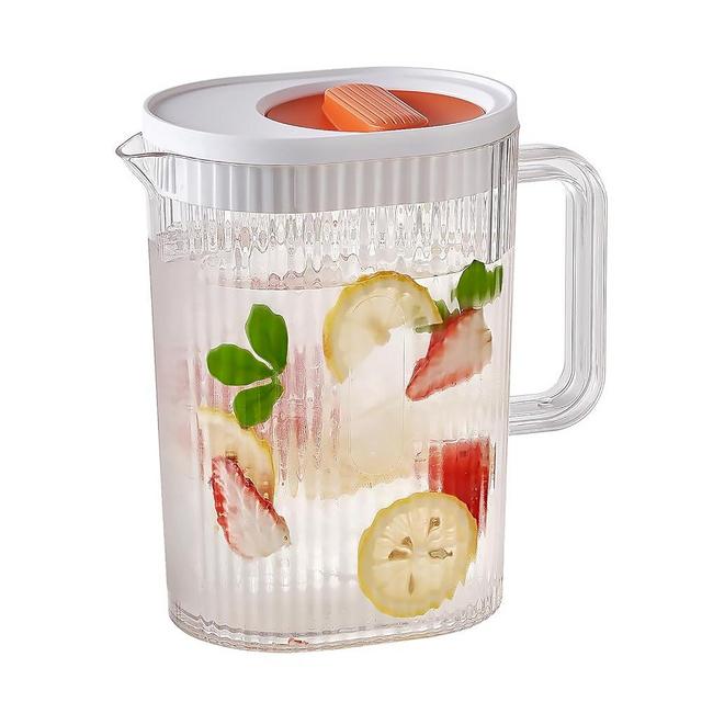 YYZIIOQ Pitcher,65oz/1900ml Clear Plastic Water Pitcher with Lid, Fridge Jug, BPA-Free, Shatter-Proof,Sangria, Lemonade, Juice, Milk, and More (White)