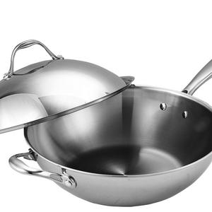 Cooks Standard 13-Inch Multi-Ply Clad Stainless Steel Wok Stir Fry Pan with Dome Lid