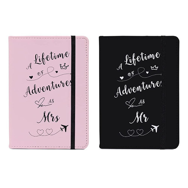 Passport Book Holder,Passport Wallet for Men Mr and Mrs Passport Holder for Women Passport Cover Passport Case for Couples Christmas Traveling Passport Book Holder PU Passport Protector 2PCS(6x4x0.4)
