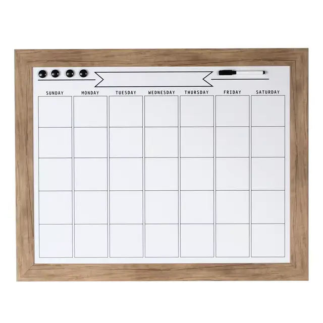 Kate and Laurel Beatrice Dry-Erase Monthly Calendar in Rustic Brown