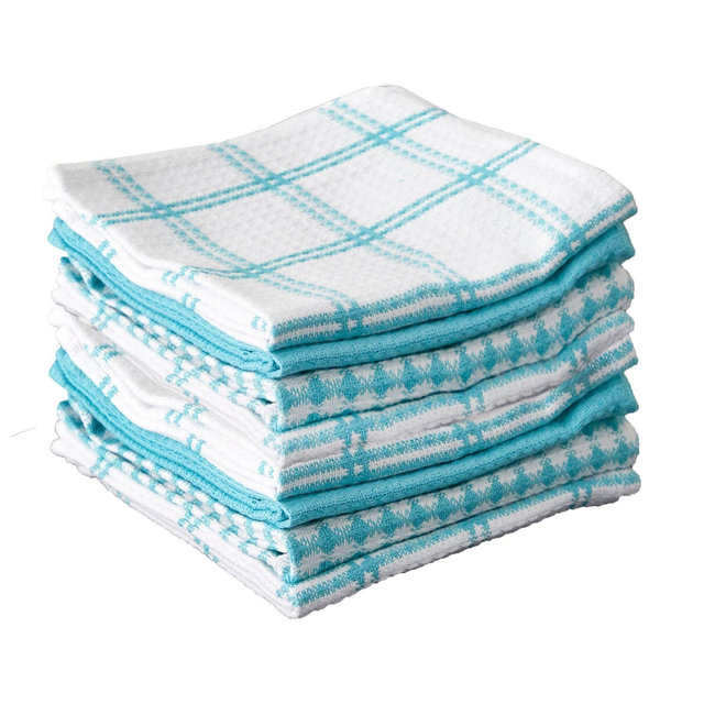 T-fal Coordinating Flat Waffle Weave Dish Cloth, Eight Pack, Breeze