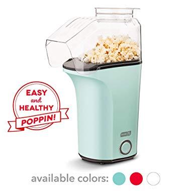 Dash DAPP150V2AQ04 Hot Air Popcorn Popper Maker with Measuring Cup to Portion Popping Corn Kernels + Melt Butter, Makes 16C, Aqua