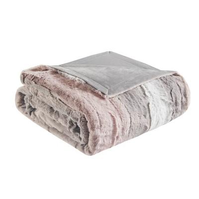 Marselle Oversized Faux Fur Throw (Blush, Gray)