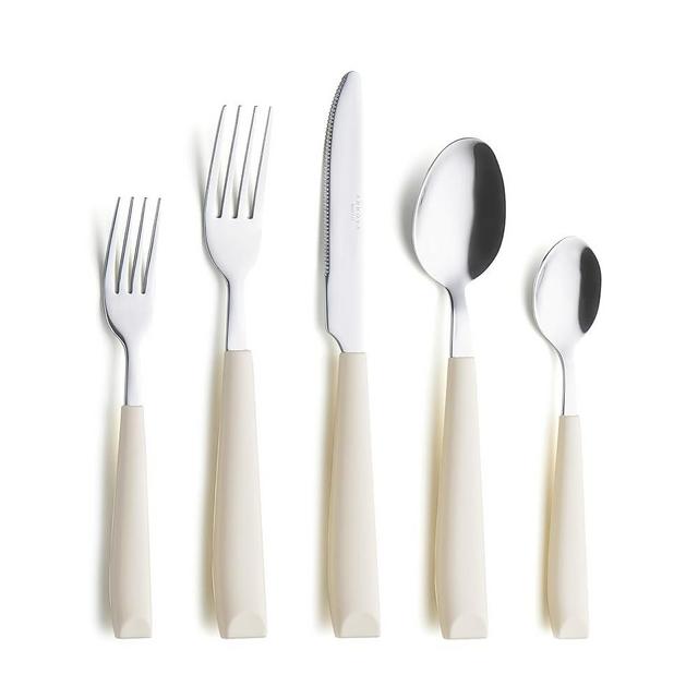 ANNOVA 20PCS Flatware Set Stainless Steel Silverware/Cutlery Set With Colored Handles Comfortable to Hold - Dinner Forks, Salad Forks, Dinner Knives, Dinner Spoons, Dessert Spoons - (Cream 20)