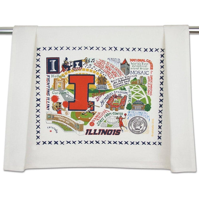 Catstudio Dish Towel, University of Illinois Fighting Illini Hand Towel - Collegiate Kitchen Towels for Illinois Fans for Students, Graduation, Parents and Alums