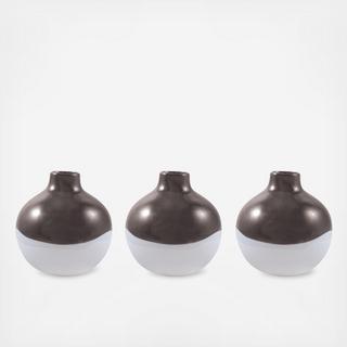 Dauville Mid-Glazed Wide Top Bud Vase, Set of 3
