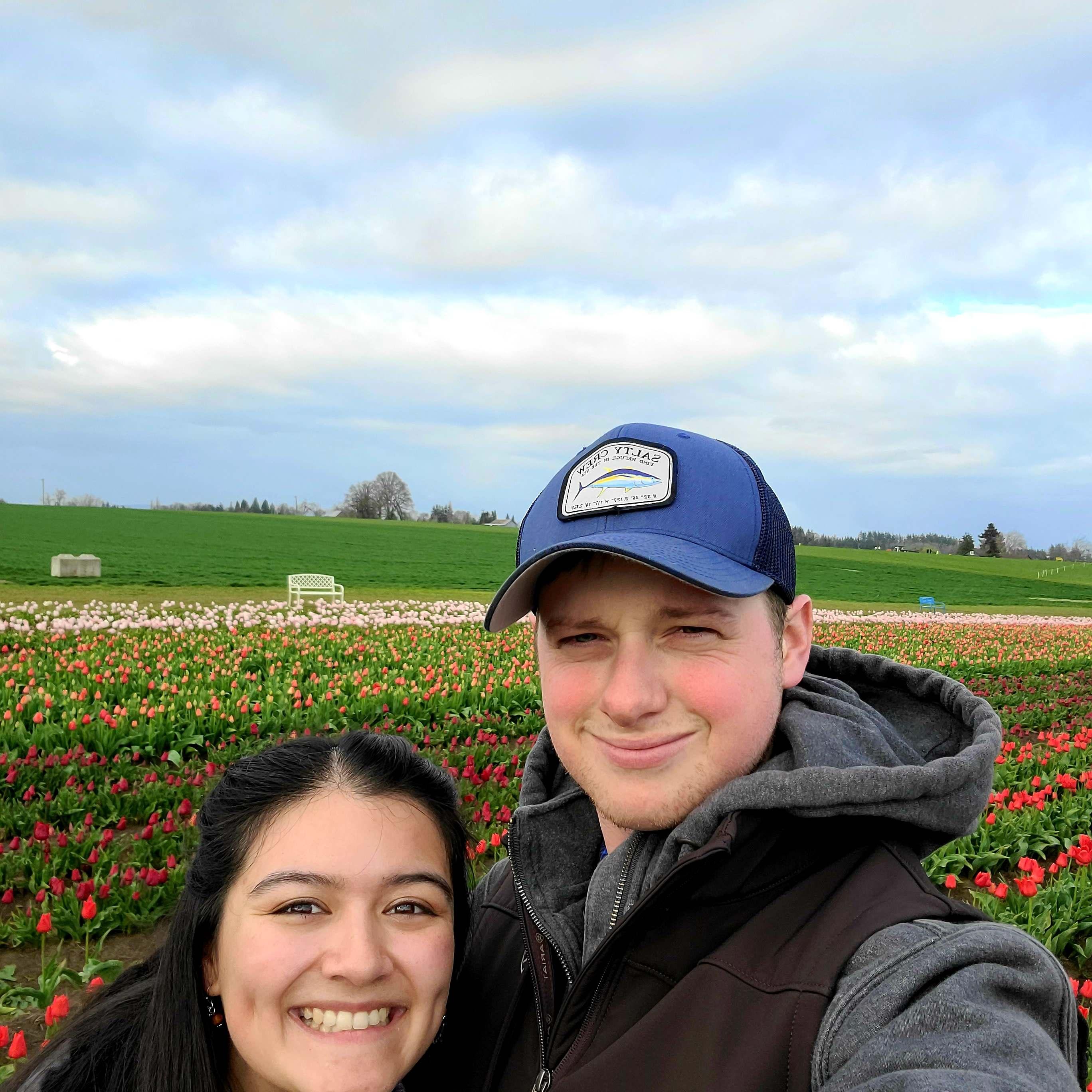 Enjoying some tulips at the Wooden Shoe Tulip Festival.