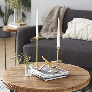 Golden Contemporary 2-Candlestick Holder