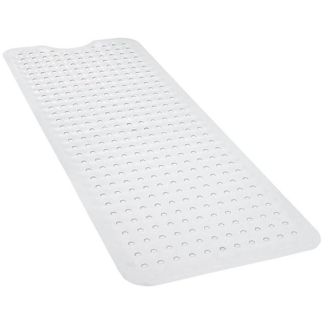 RongFa Bathtub and Shower Mats, Extra Long Non Slip Bath Mat, Bath Tub Mat with Suction Cups & Drain Holes for Bathroom，Machine Washable Bathroom Mats (White)