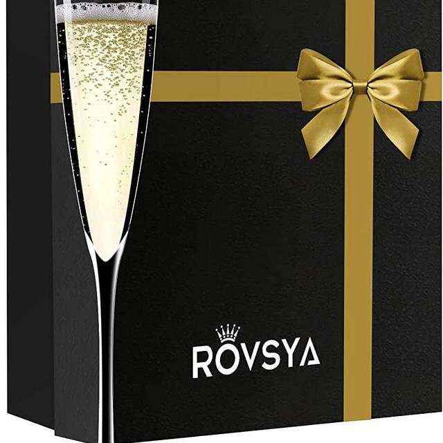 Champagne Flutes Set of 2, Hand Blown Crystal Wedding Champagne Glasses, 5 oz-Made of Pure Lead-free Crystal, Great for Anniversary, Christmas, Birthday, Thinness