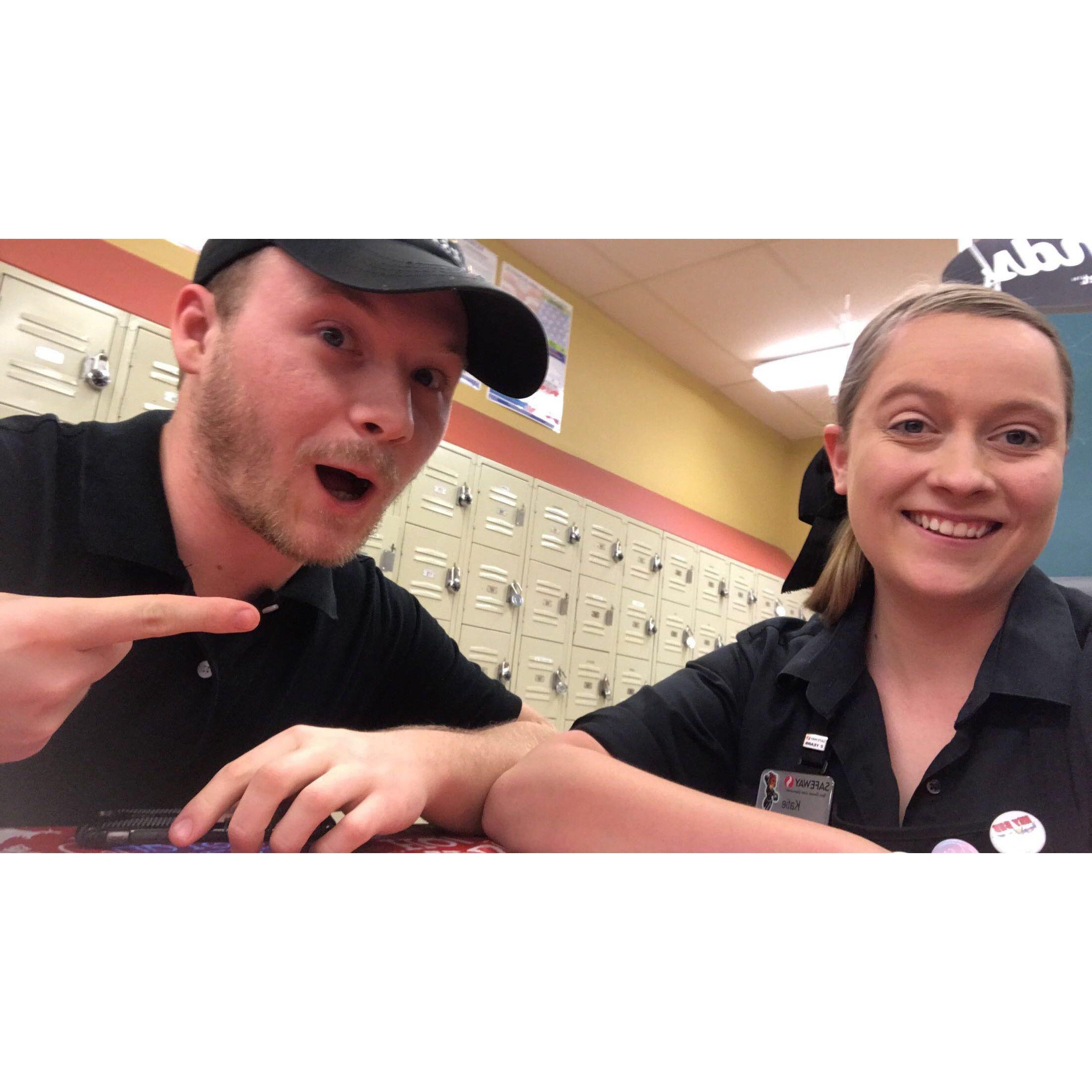 This is a picture of us at our first job. This is where we met each other, back then Katie was just the bakery girl that Weston had a crush on.