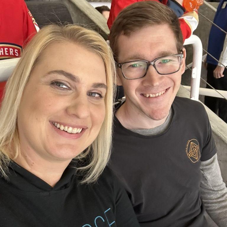 Cheering the San Jose Sharks to victory!