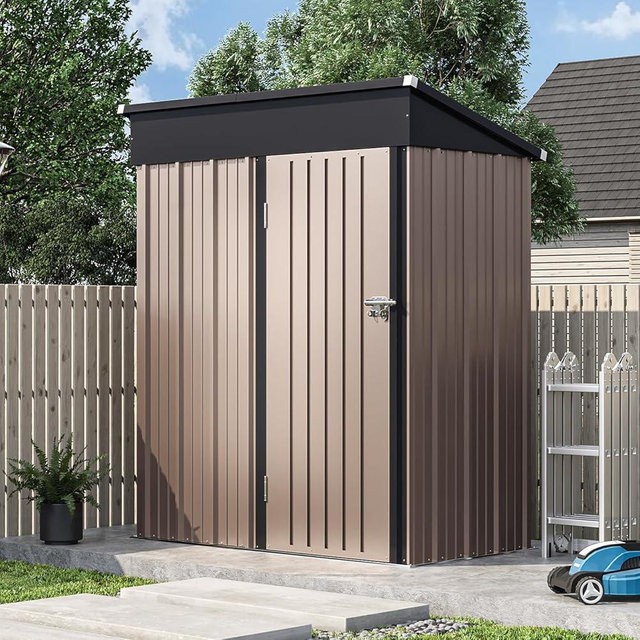 Jolydale 3.0’x4.9’ Outdoor Storage Shed, Garden Metal Shed for Bike, Outdoor Tool Storage Shed, Outside Lawn Mower Storage, Sheds with Lockable Door for Backyard