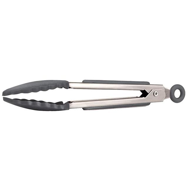 Tovolo Mini Silicone Easy-Grip Tongs, Non-Slip Handle, 8.25 Inches, Charcoal