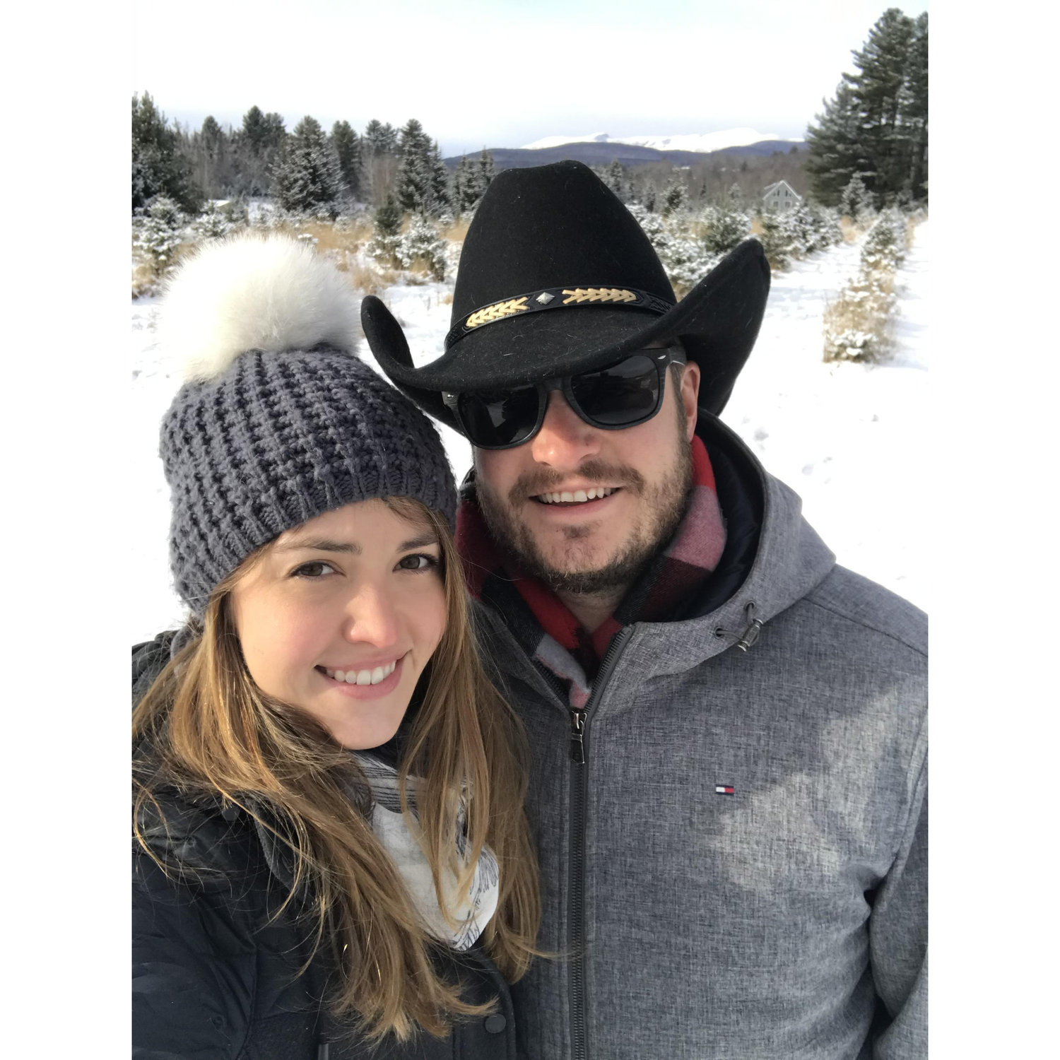 Cutting our first Christmas tree together