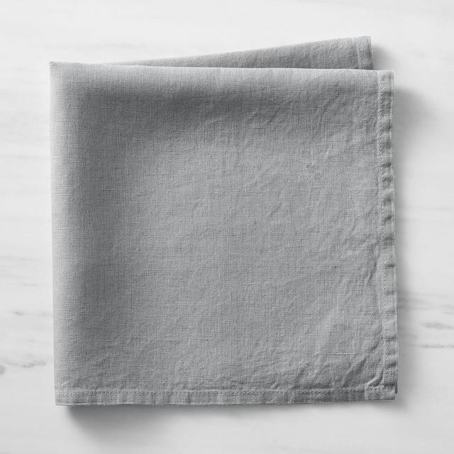Italian Washed Linen Napkins, Set of 4, Dove Grey