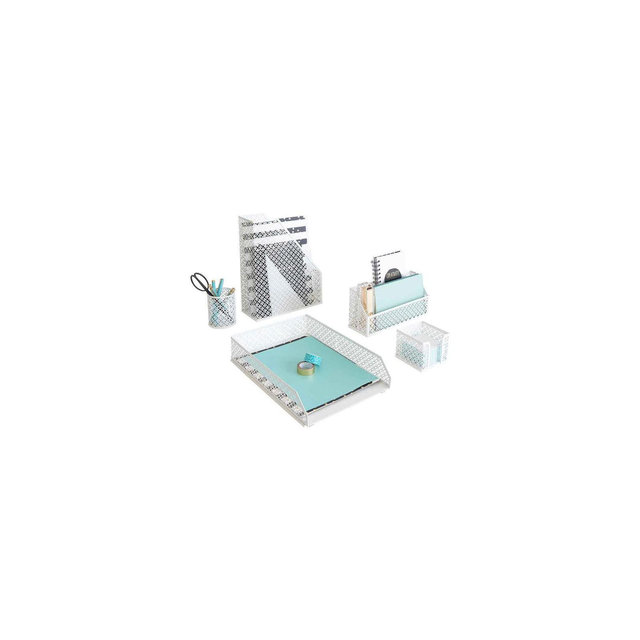 Blu Monaco White Desk Accessories for Women - 6 Piece Office Supply White Desk Organizer Set