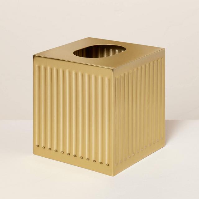 Fluted Metal Bath Tissue Box Cover Brass Finish - Hearth & Hand™ with Magnolia