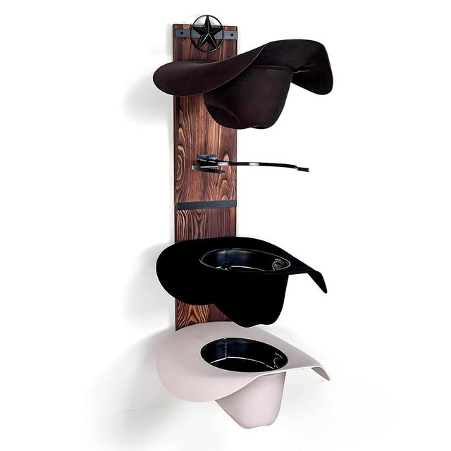 FreshDecor Cowboy Hat Rack for Wall | Western Hat Rack for Cowboy Hats | Rustic Wood and Metal Cowboy Hat Hanger for Wall | Cowboy Hat Holder