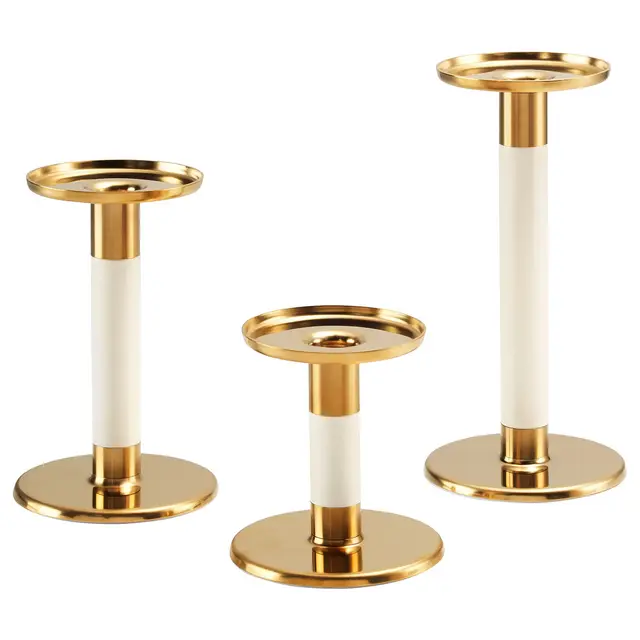 IKEA Candlestick, set of 3, ivory/gold