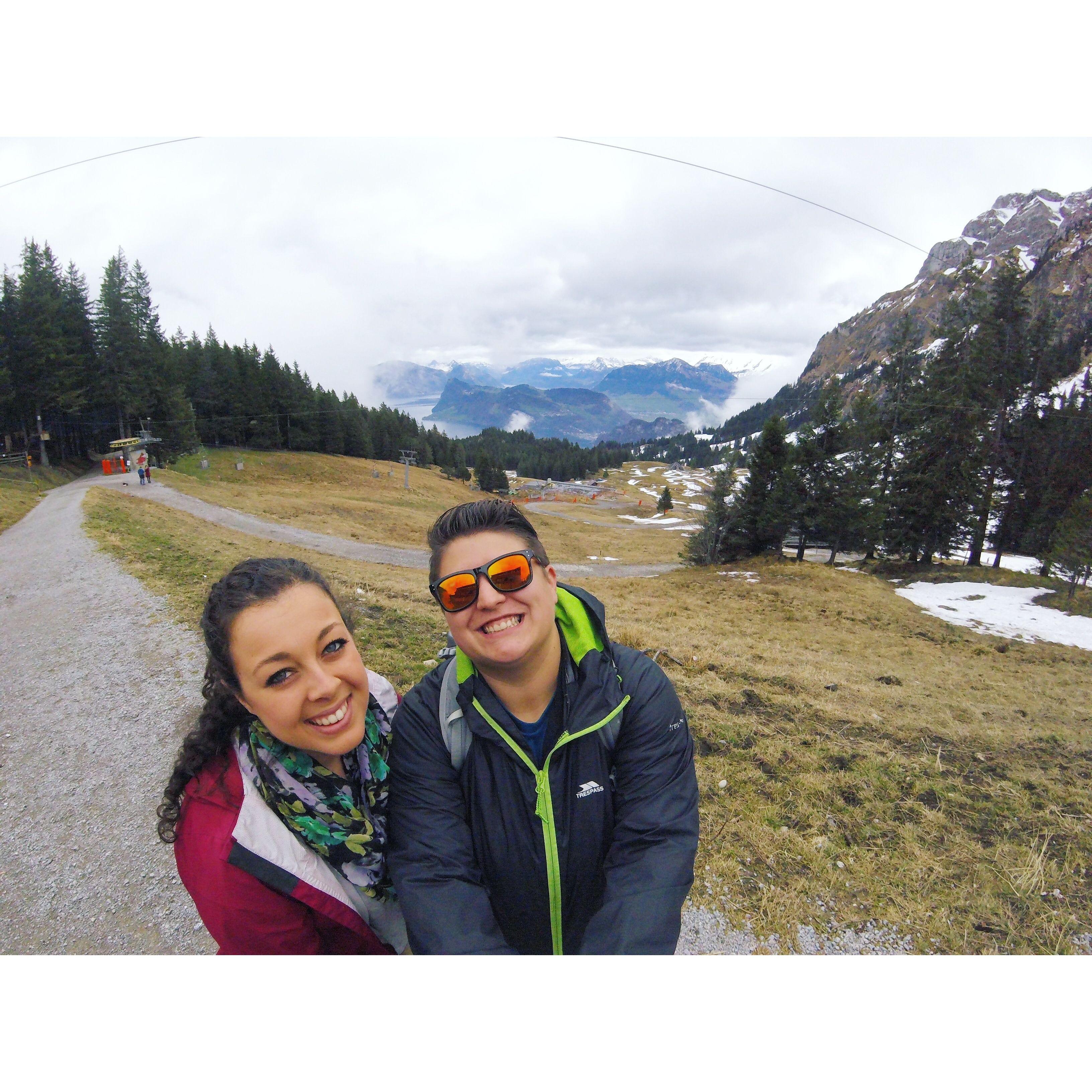 Out enjoying the views in the Swiss Alps.