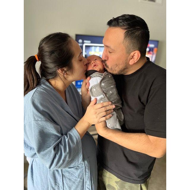 3 days after our papa was born (Mike's mini me)