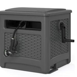 Suncast Wicker Hideaway Plastic 225-ft Container Hose Reel