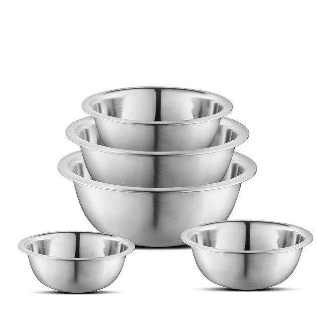 AVADOR Premium Stainless Steel Mixing Bowls, Set of 5 Brushed Stainless Steel Mixing Bowl Set, Easy To Clean, Space Saving, Great for Cooking, Baking, Prepping (5 Pc Mixing Bowl)