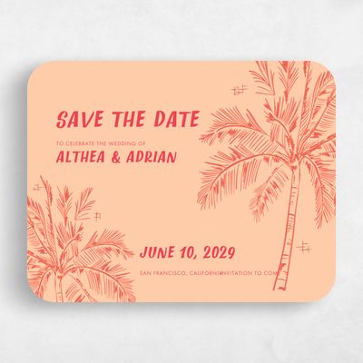 Orange Rounded Wedding Save the Date - Ocaso Landscape