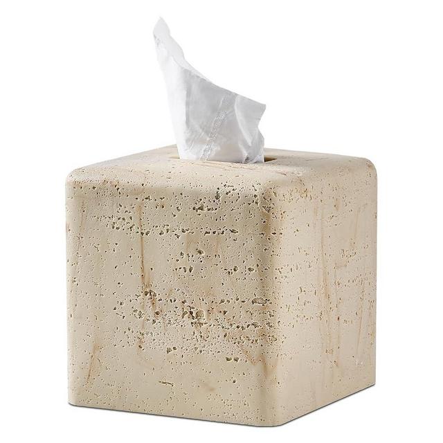 Yellow Stone Tissue Box Cover Square for Home Decor,Resin Heavy Tissue Box Holder for Bathroom Countertop,Tabletop,Bedside Table,Office