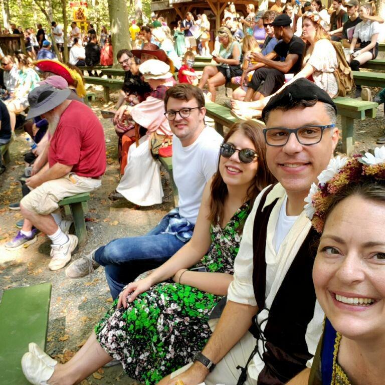 Visiting the Maryland Renaissance Faire with Katie's brother, Chris, and his wife, Stephanie (10/10, would eat turkey legs again)