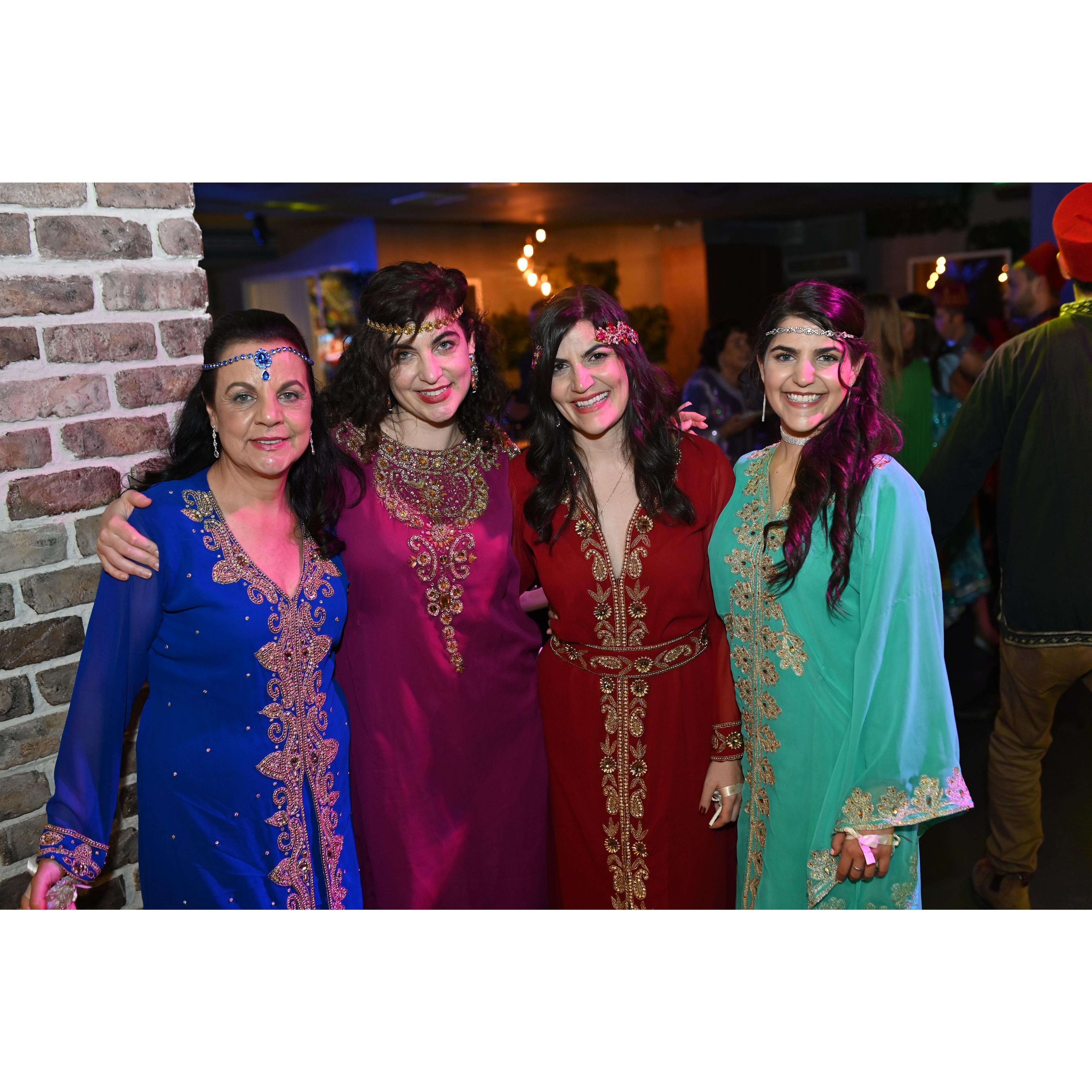Leeron's Mother - Hanna, Sister - Shanni, and Sister - Maytal --- looking like Moroccan Royalty!