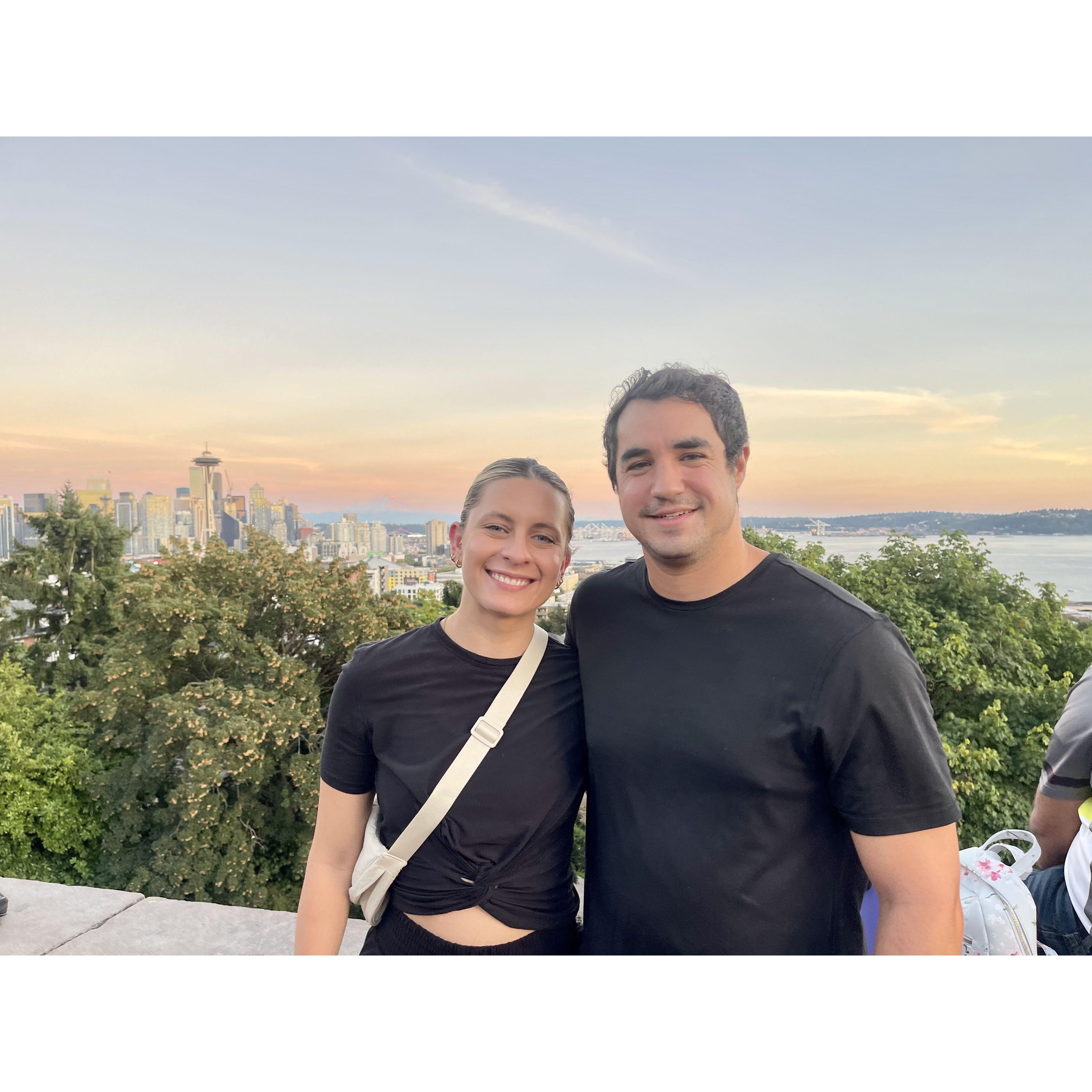 Derek & Catherine visiting one of their favorite cities to escape the Texas summer heat, Seattle