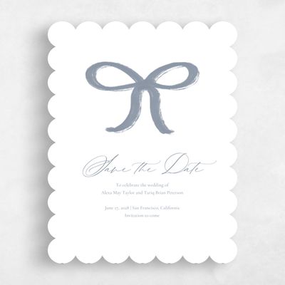 Blue Scalloped Wedding Save the Date - Chausey Portrait