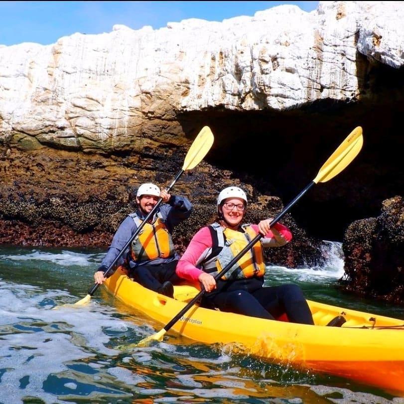 Kayaking off the coast of Pismo Beach. Jillian got very sea sick. 1/10 would not recommend.