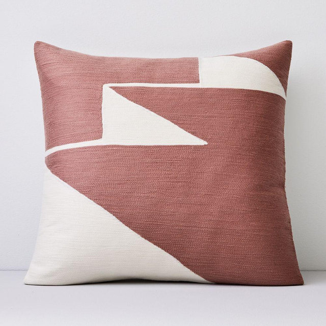 Crewel Steps Pillow Cover, Pink Stone, 18"x18"