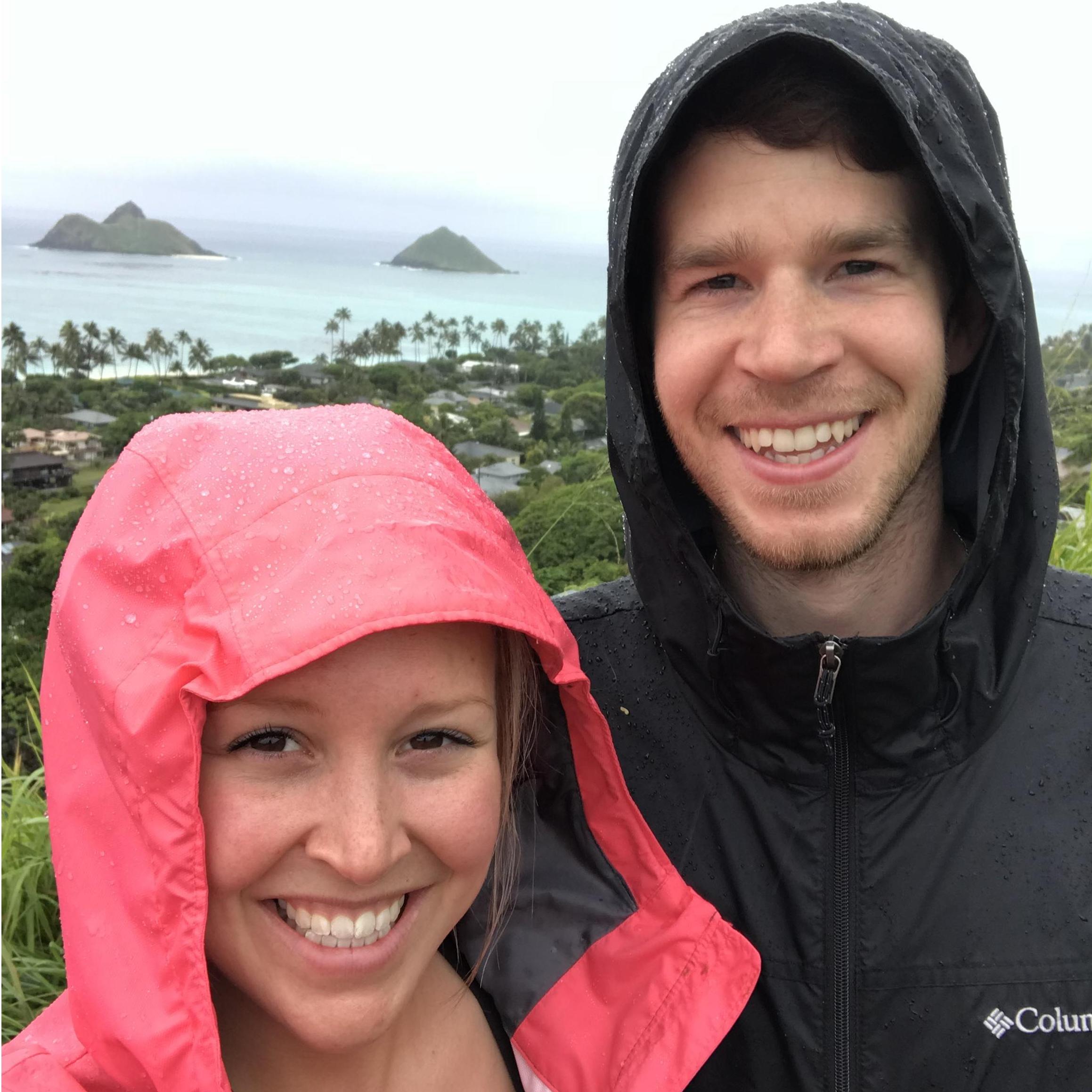 Our first hike in Hawaii-super rainy!!