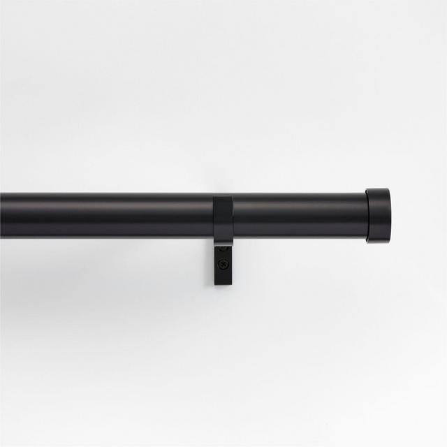 Black 1.5" Standard Curtain Rod and Round End Cap Finials Set 88"-120"