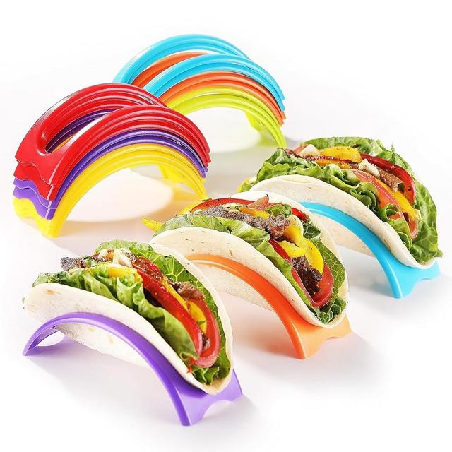 18PCS Individual Taco Holder Stand, MONGSEW Colorful Taco Holders Set of 18, Taco Stands for the individual serving, PP Materials Soft or Hard Taco Shell Holder, Dishwasher & Microwave Safe